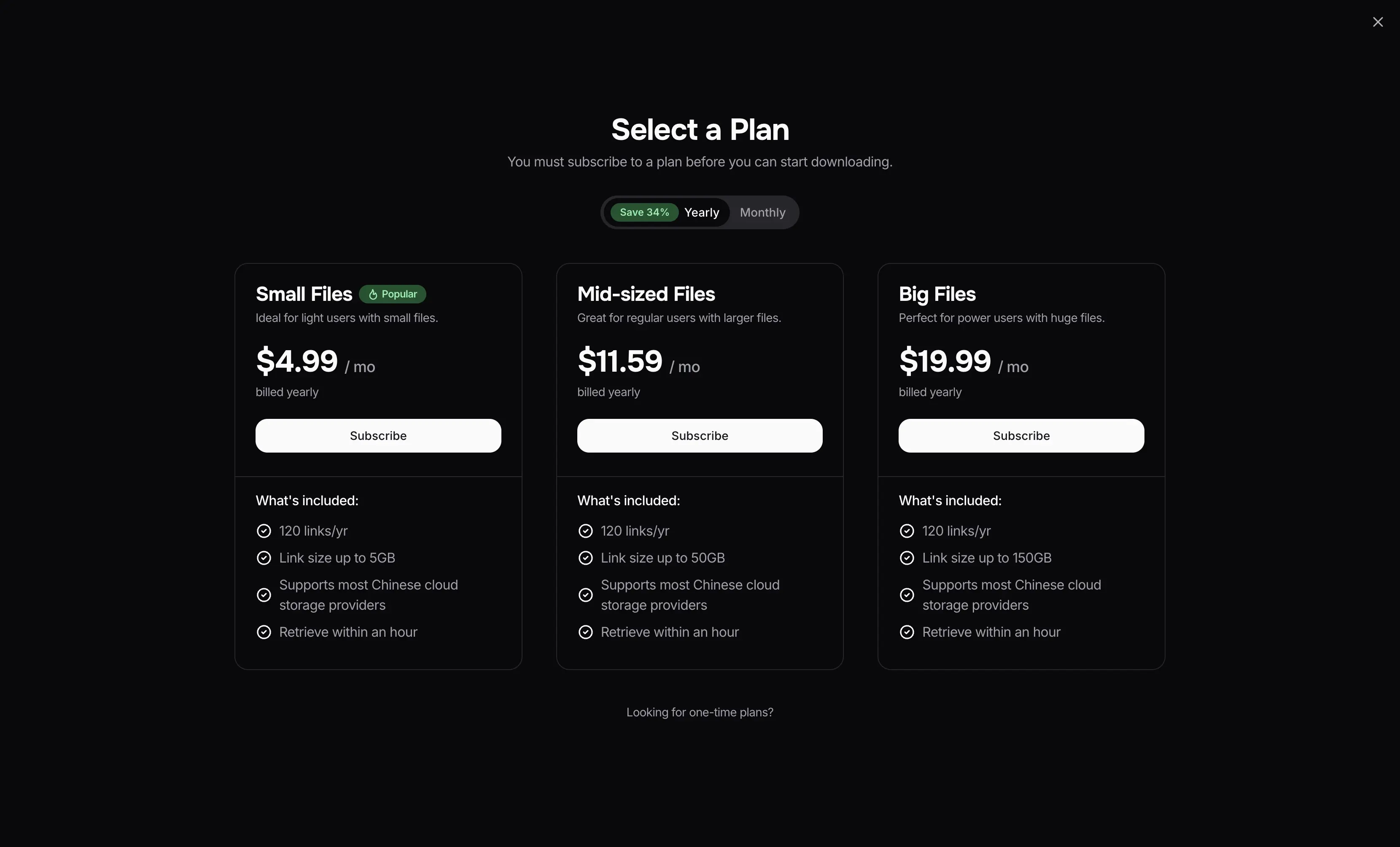 Plans Page